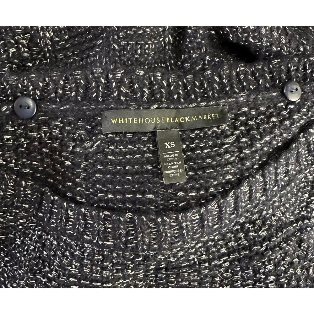 WHbM white house black market blue metallic knit long sleeve sweater Size XS - Picture 5 of 9